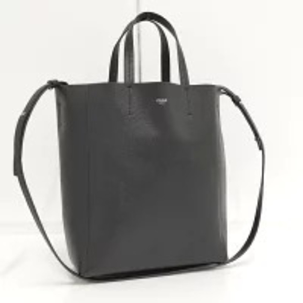 Celine Vertical Cabas Tote Bag Shoulder Leather Black
